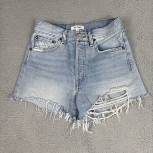 ​RE/DONE Aged Indigo Destroy Shorts Button Fly Size 24